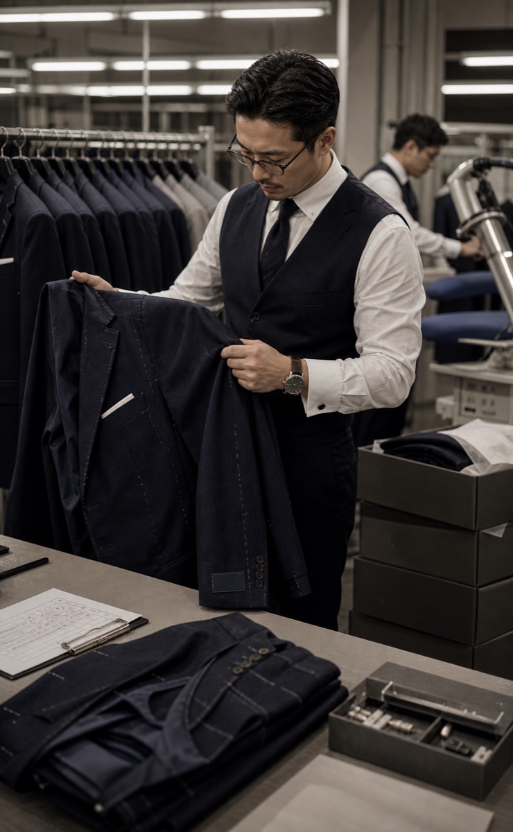 Suit inspection and delivery reference for documenting a quality finding against the approved order standard