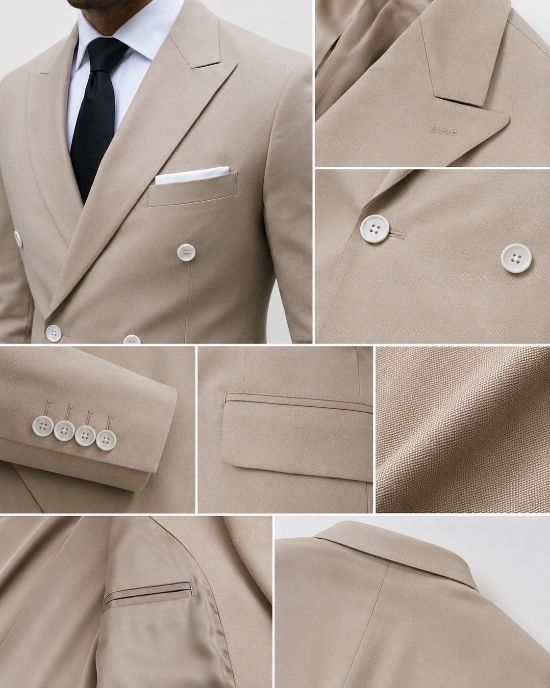Suit construction detail used to review visible product decisions before a tailored-workwear order is released