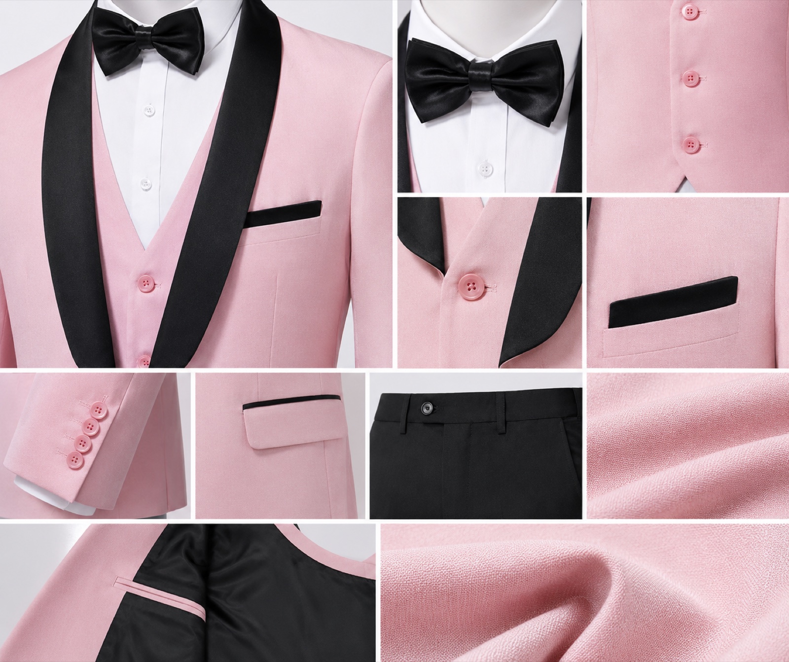 Formalwear detail for event suit appearance review