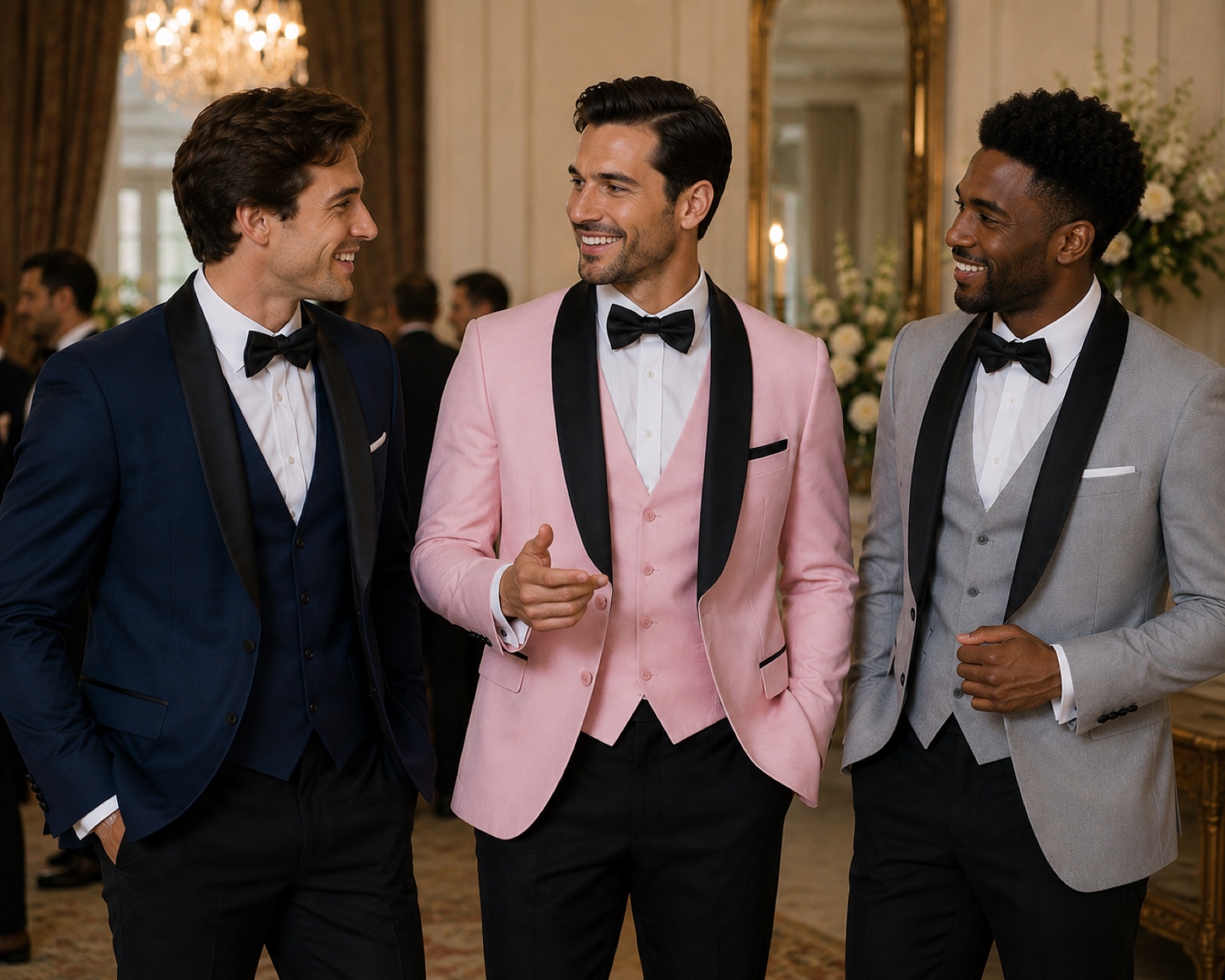 Coordinated formalwear group reference for planning a tuxedo rental programme