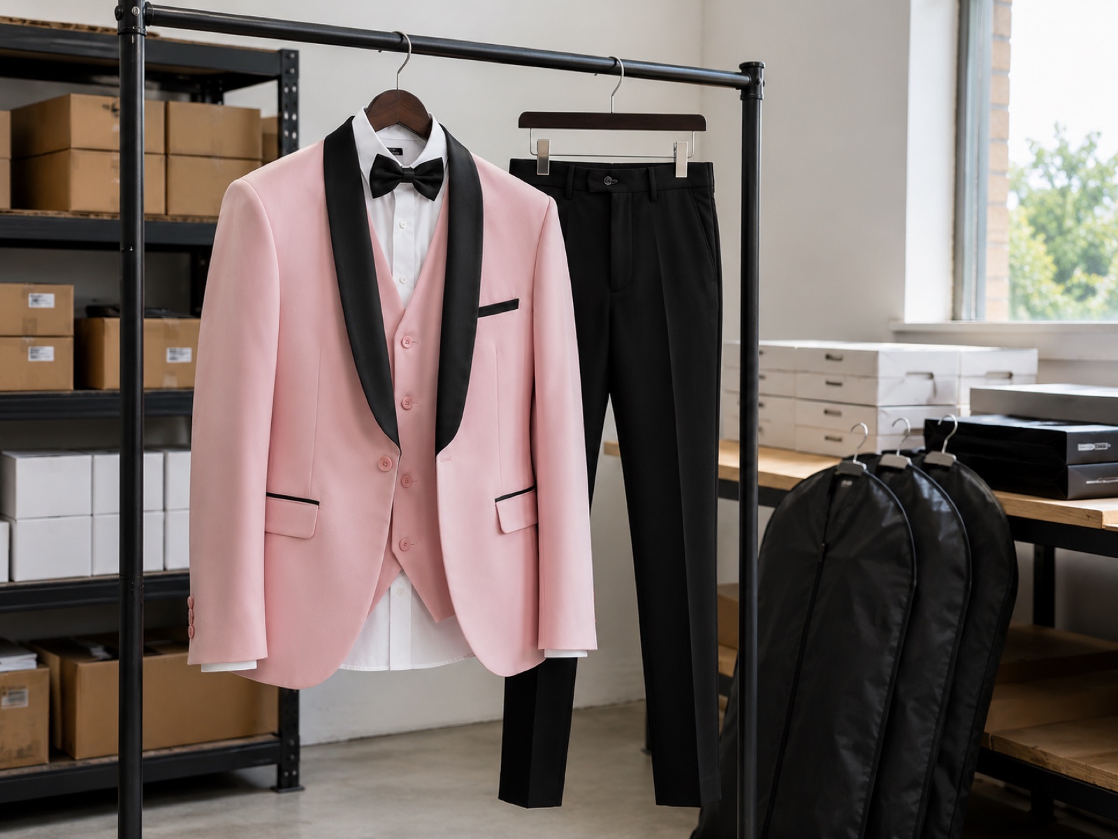 Finished formalwear reference for a bulk suit final inspection